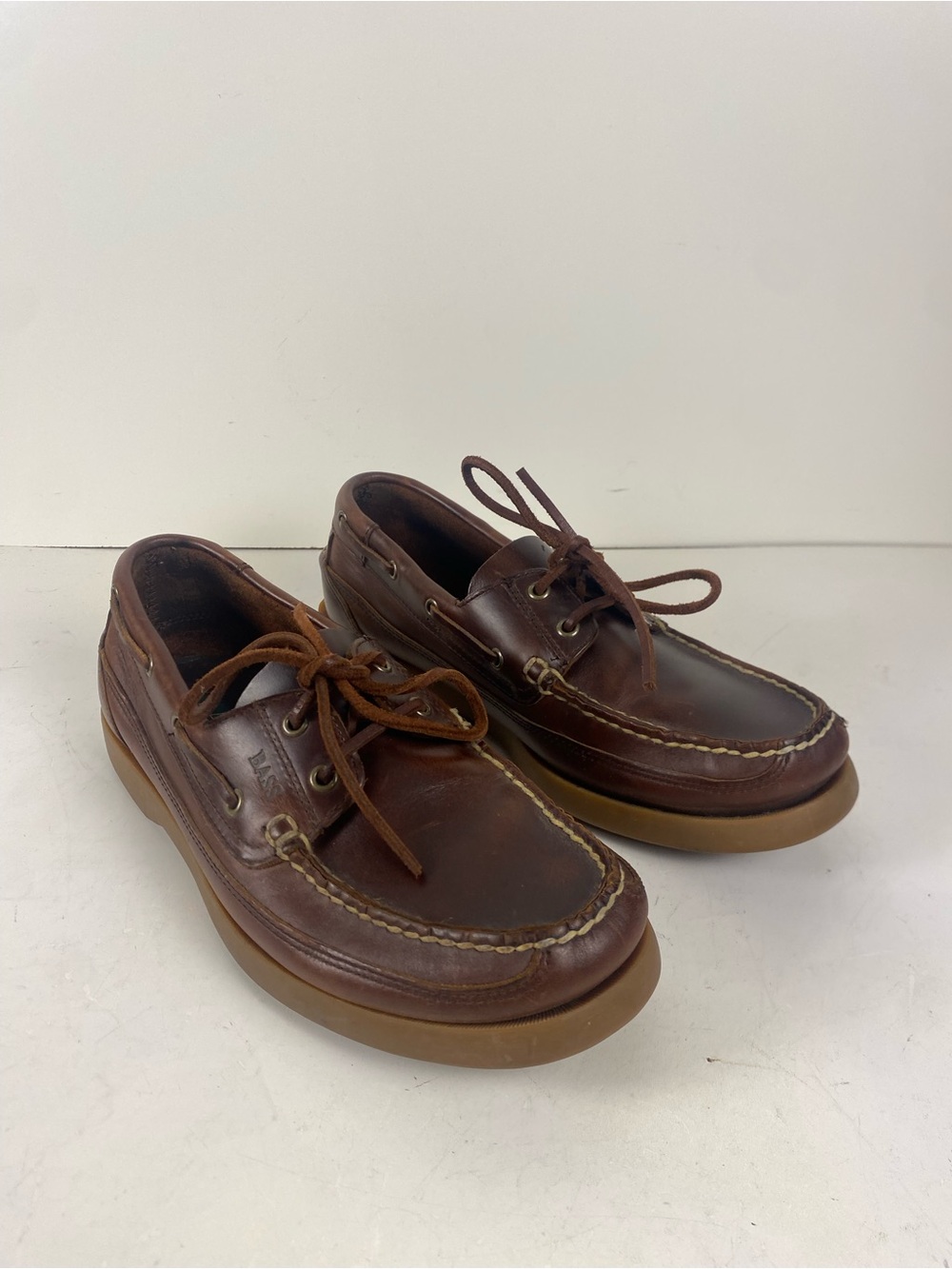 Bass Badger Brown Leather Slip On Boat Shoe Size 8M